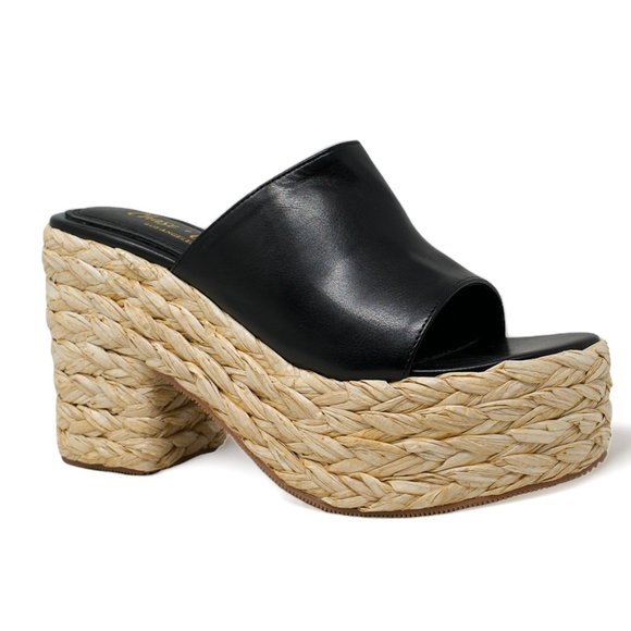 Slip On High Heel Slides Espadrille Flatform Sandals Mules for Women - Picture 2 of 4